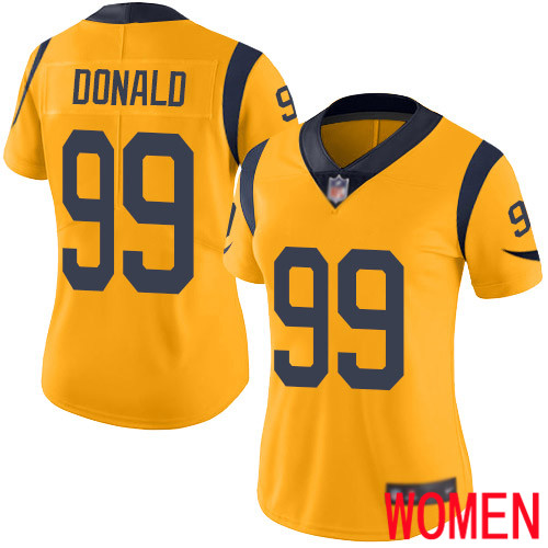 Los Angeles Rams Limited Gold Women Aaron Donald Jersey NFL Football #99 Rush Vapor Untouchable->los angeles rams->NFL Jersey
